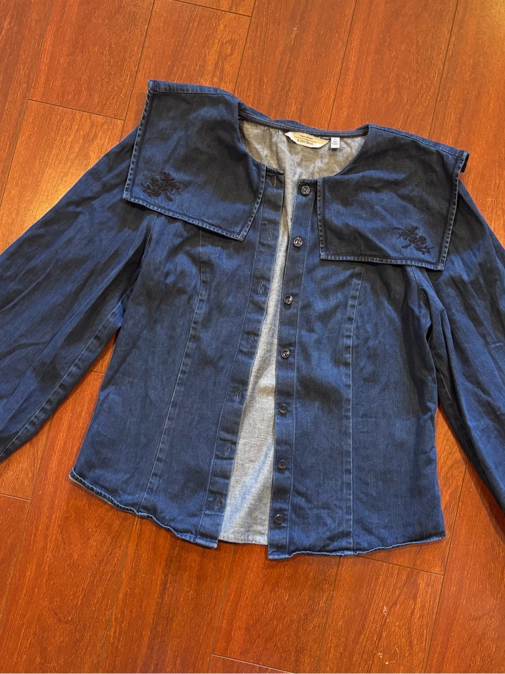 & Other Stories denim embroidered collared button up - Picture 4 of 9